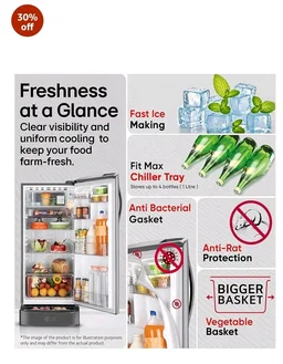 LG 185 L, 5 Star, Smart Inverter, Direct Cool Single Door Refrigerator (GLD1956ZAPZ, Shiny Steel, Base stand with Drawer, Fit Max Chiller Tray & Fast Ice Making)