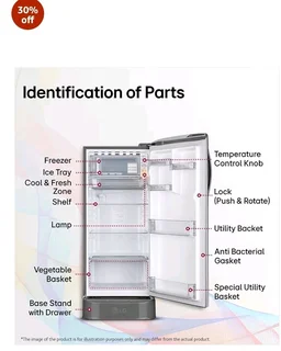 LG 185 L, 5 Star, Smart Inverter, Direct Cool Single Door Refrigerator (GLD1956ZAPZ, Shiny Steel, Base stand with Drawer, Fit Max Chiller Tray & Fast Ice Making)
