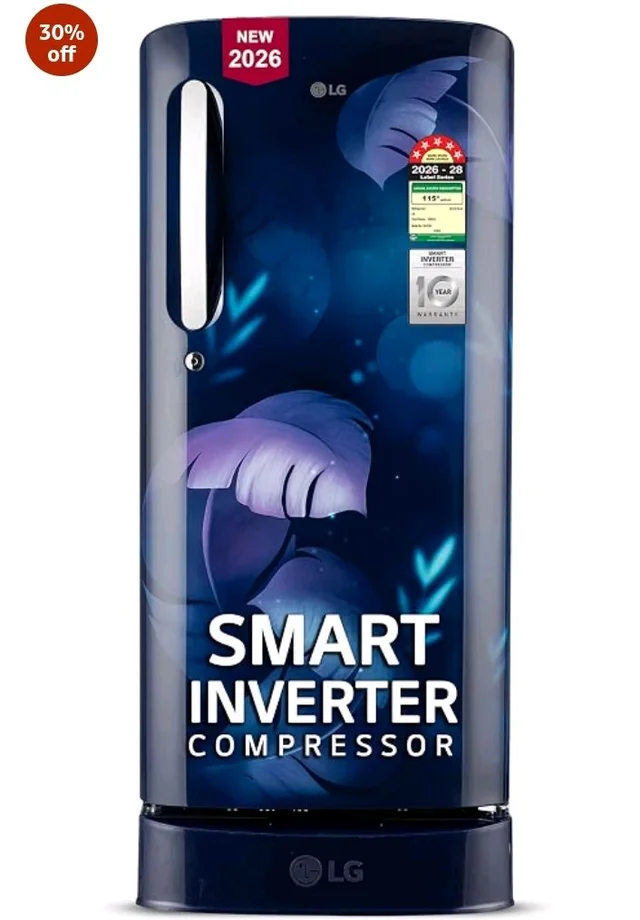 LG 185 L, 5 Star, Smart Inverter, Direct Cool Single Door Refrigerator (GLD1956ZABI, Blue Ilan, Fit Max Chiller Tray, Base stand with Drawer & Runs on Home Inverter)