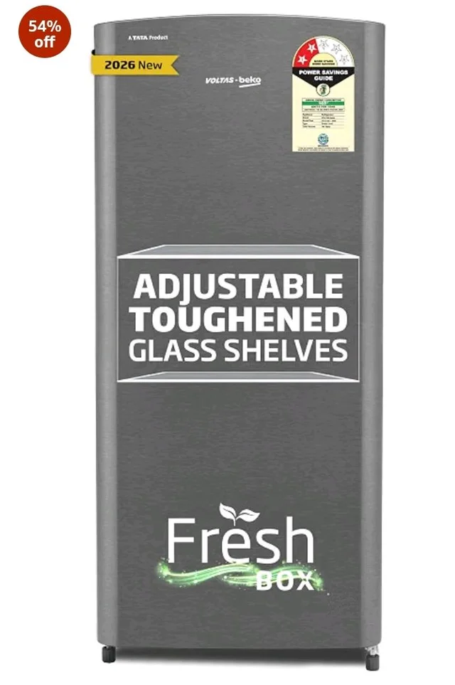 Voltas Beko, A Tata Product 183 L, 2-Star Single Door Direct Cool Refrigerator with Fresh Box Technology (RDC215C / 2S0XIR0M0000GO, Hairline Silver)