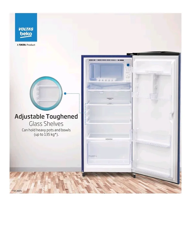 the Voltas Beko Store
3.9
3.9 out of 5 stars
(257)
Voltas Beko, A Tata Product 183 L, 2-Star Single Door Direct Cool Refrigerator with Fresh Box Technology (RDC215C / 2S0XER0M0000GO, Hairline Blue)