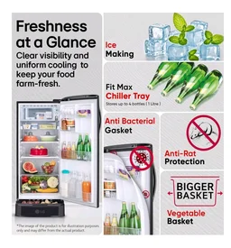 LG Smart Choice 185 L, 5 Star, Smart Inverter, Direct Cool Single Door Refrigerator (GLD1956ZAEL, Emerald Lotus, Base stand with Drawer, Runs on a Home Inverter,Fit Max Chiller Tray, 2026 Model)
Amazon's Choice