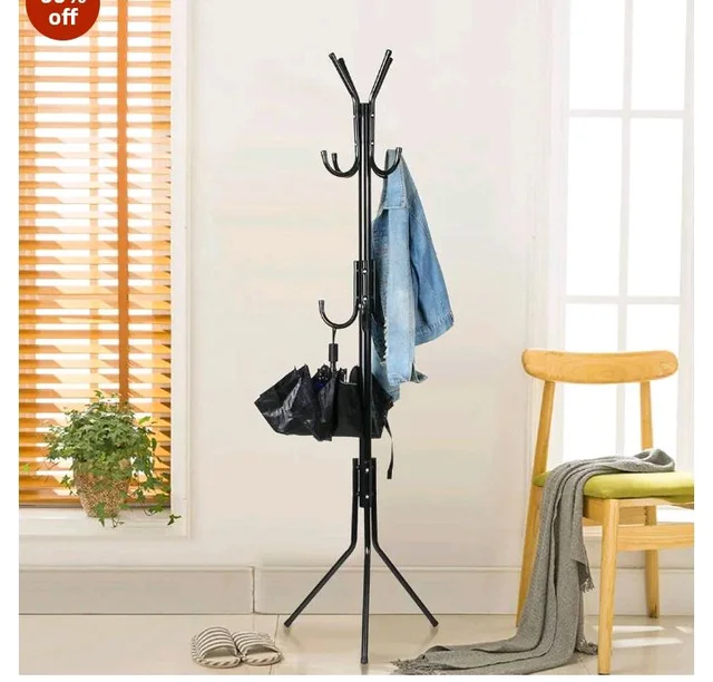 Lukzer 8 Hook Coat Hanger Metal Clothes Stand Hanging Pole Wrought Iron Rack Standing Shelf Unit for Home, Bedroom Space Saver Storage Organizer for Garments, Scarf, Bag (Black/170 x 42cm) DL-8H-BL
200+ bought in past month