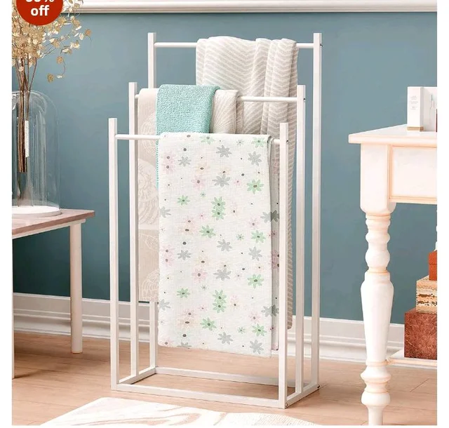 Lukzer Premium Metal Towel Rack | 3-Bar Sturdy Free-Standing Garment Organizer Stand | Multi-Functional & Versatile for Towels, Clothes, and Accessories (MGS-007/White/45x22x85 cm)
600+ bought in past month
