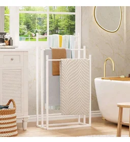 Lukzer Premium Metal Towel Rack | 3-Bar Sturdy Free-Standing Garment Organizer Stand | Multi-Functional & Versatile for Towels, Clothes, and Accessories (MGS-007/White/45x22x85 cm)
600+ bought in past month
