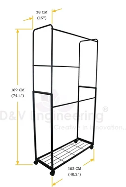 V Engineering Metal Clothes Hangering Rack with Wheels | Coat Organizer | Garment Stand - Black
50+ bought in past month