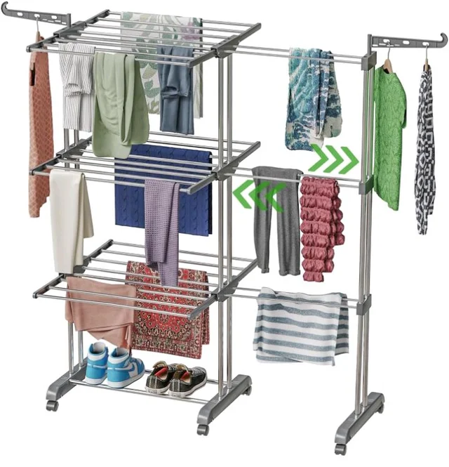 -RO Expandable Clothes Drying Stand for Home|Cloth Dryer Stand with Wheel|Cloth Stand for Drying Clothes Foldable|Stainless Steel Clothes Hanging Stand|Cloth Rack for Balcony(3 Layer, Grey)
700+ bought in past month
39%
off