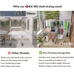 -RO Expandable Clothes Drying Stand for Home|Cloth Dryer Stand with Wheel|Cloth Stand for Drying Clothes Foldable|Stainless Steel Clothes Hanging Stand|Cloth Rack for Balcony(3 Layer, Grey)
700+ bought in past month
39%
off