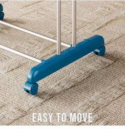Cloth Drying Rack | Foldable and Movable | Silver & Teal | Iron, Plastic |