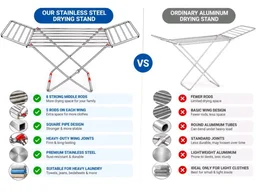 Purnima Marketing Stainless Steel Foldable Clothes Stand for Drying Double Rack Cloth Stands for Drying/Cloth Drying standSteel (Cross) (Square
