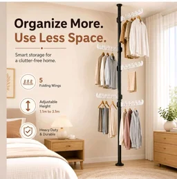 Homero Clothes Drying Stand for Balcony, Heavy Duty Telescopic Clothes Rack, 5 Folding Wings, Height Adjustable 3ft - 10ft, Space Saving Corner Hanger
50%
off