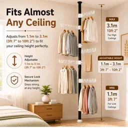 Homero Clothes Drying Stand for Balcony, Heavy Duty Telescopic Clothes Rack, 5 Folding Wings, Height Adjustable 3ft - 10ft, Space Saving Corner Hanger
50%
off