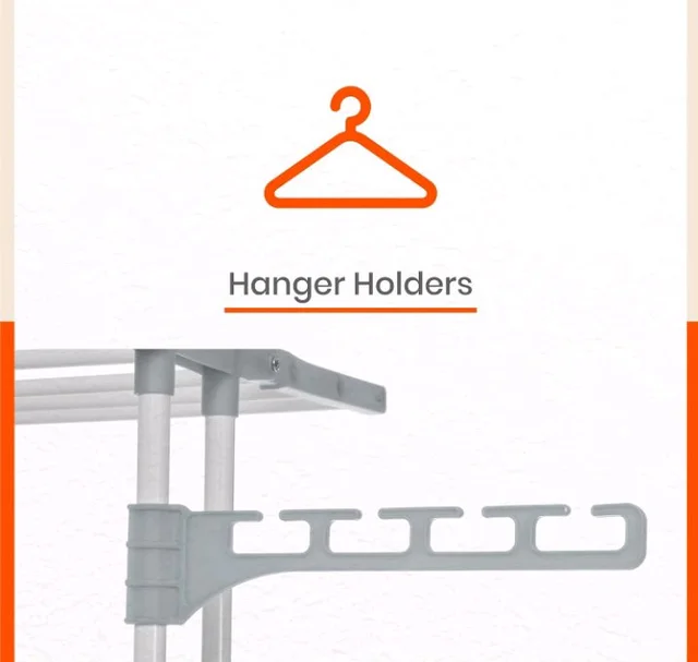 Bathla 2 Level Modular Cloth Drying Stand with Wheels - Rustproof Portable Steel Laundry Rack (Grey - Medium) - Clothes Dryer for Balcony, Indoor & Outdoor Use