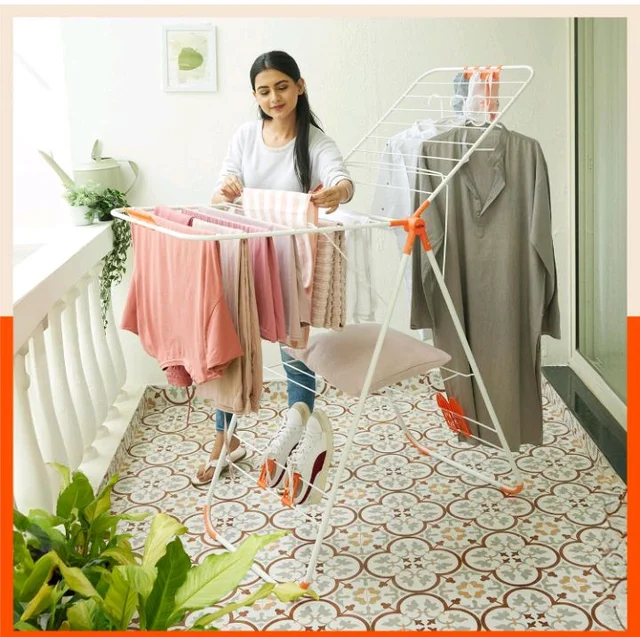 Bathla Foldable Cloth Drying Stand - Neo | 26 Drying Rails | Weather Resistant Alloy Steel Laundry Rack | Lightweight Clothes Dryer Stand for Home & Balcony | 2 Year Warranty (Bright Orange)
300+ bought in past month
