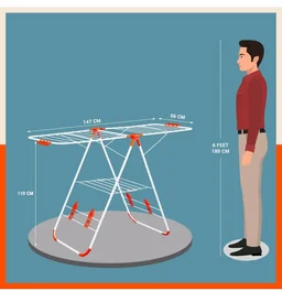 Bathla Foldable Cloth Drying Stand - Neo | 26 Drying Rails | Weather Resistant Alloy Steel Laundry Rack | Lightweight Clothes Dryer Stand for Home & Balcony | 2 Year Warranty (Bright Orange)
300+ bought in past month
