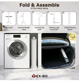 -RO Octopus Clothes Drying Stand with Lockable Wheels Stand | 2 Layer Steel Cloth Dryer Stand | 360° Rotating Top Hanger | Foldable Heavy Duty Cloth Hanging Stand for Balcony, Indoor & Outdoor
100+ bought in past month