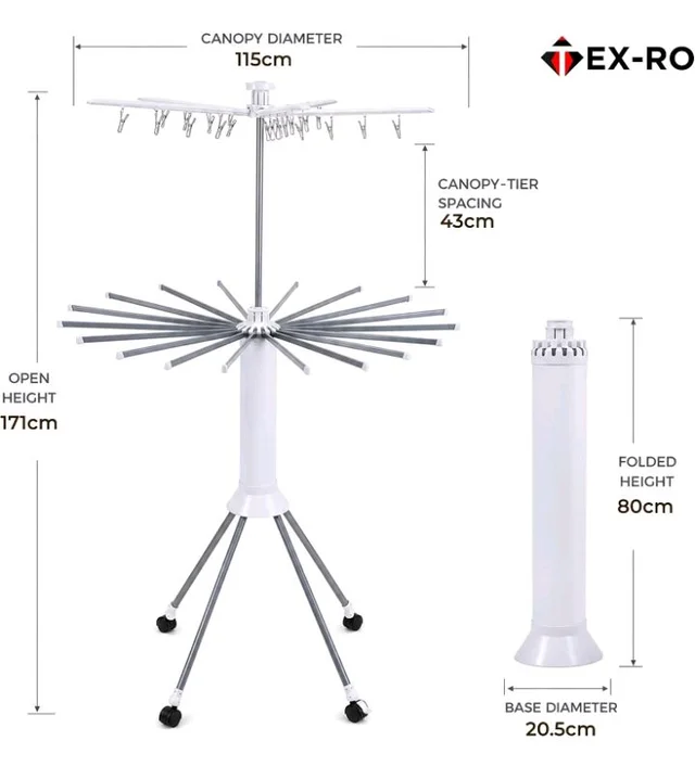 -RO Octopus Clothes Drying Stand with Lockable Wheels Stand | 2 Layer Steel Cloth Dryer Stand | 360° Rotating Top Hanger | Foldable Heavy Duty Cloth Hanging Stand for Balcony, Indoor & Outdoor
100+ bought in past month