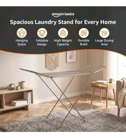 Heavy Duty Stainless Steel Foldable Cloth Dryer Stand | Strong Build | 3-Way Folding | Anti-Corrosion | PVC Bushes | Easy to Carry | 42 Ft Drying Length | Expandable Wings | 17 Rails | Pack of