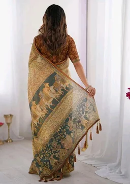 SIRIL Women's Cotton Linen Kalamkari Printed Handloom Saree with Unstitched Blouse Piece
50+ bought in past month