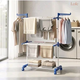 LOFE Steel Floor Cloth Dryer Stand, 2 Tier Foldable, 14 Rods
Cloth Stand For Drying Clothes Foldable | 14 Hanging Rods | Anti-Rust Metal | Indoor & Outdoor | Portable & Space Saving