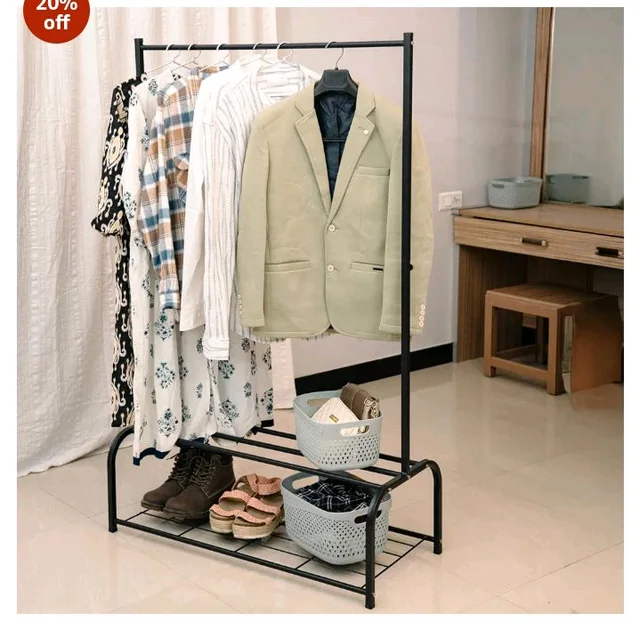 V Engineering Clothes Rack Heavy-Duty Garment Rack with 2 Storage Shelf, Single Rail Hanging Stand for Clothes, Shoes & Accessories, Free-Standing Clothing Organizer for Bedroom, Entryway & Closet
20%
off