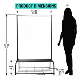 V Engineering Clothes Rack Heavy-Duty Garment Rack with 2 Storage Shelf, Single Rail Hanging Stand for Clothes, Shoes & Accessories, Free-Standing Clothing Organizer for Bedroom, Entryway & Closet
20%
off