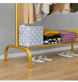 Owme Heavy Duty Metal Garment Rack with Wheels | Portable Clothes Hanging Stand | Rolling Clothing Rack for Bedroom, Laundry & Retail Store | Space Saving Cloth Stand - GOLD, SINGLE STAND