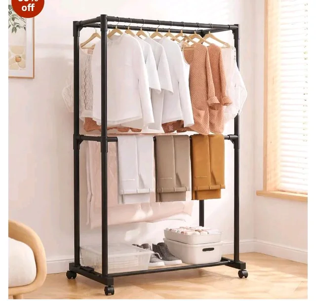 Owme Heavy Duty Metal Garment Rack with Wheels | Portable Clothes Hanging Stand | Rolling Clothing Rack for Bedroom, Laundry & Retail Store | Space Saving Cloth Stand - METAL BLACK, DOUBLE STAND
50+ bou