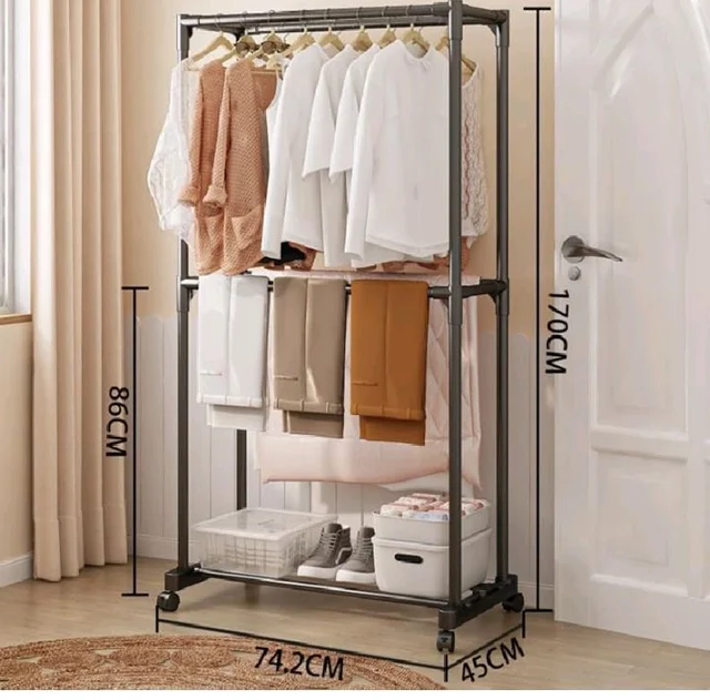 Owme Heavy Duty Metal Garment Rack with Wheels | Portable Clothes Hanging Stand | Rolling Clothing Rack for Bedroom, Laundry & Retail Store | Space Saving Cloth Stand - METAL BLACK, DOUBLE STAND
50+ bou