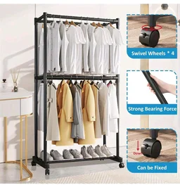 Owme Heavy Duty Metal Garment Rack with Wheels | Portable Clothes Hanging Stand | Rolling Clothing Rack for Bedroom, Laundry & Retail Store | Space Saving Cloth Stand - METAL BLACK, DOUBLE STAND
50+ bou