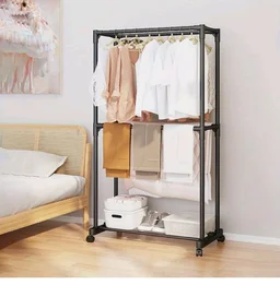 Owme Heavy Duty Metal Garment Rack with Wheels | Portable Clothes Hanging Stand | Rolling Clothing Rack for Bedroom, Laundry & Retail Store | Space Saving Cloth Stand - METAL BLACK, DOUBLE STAND
50+ bou