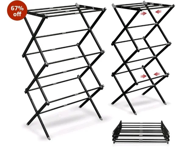 Lifelong Carbon Steel Foldable Clothes Drying Stand for Laundry, Expandable Heavy Duty Space Saving Drying Rack with Adjustable Wings for Indoor Outdoor Home Balcony Bathroom Use
67%
off