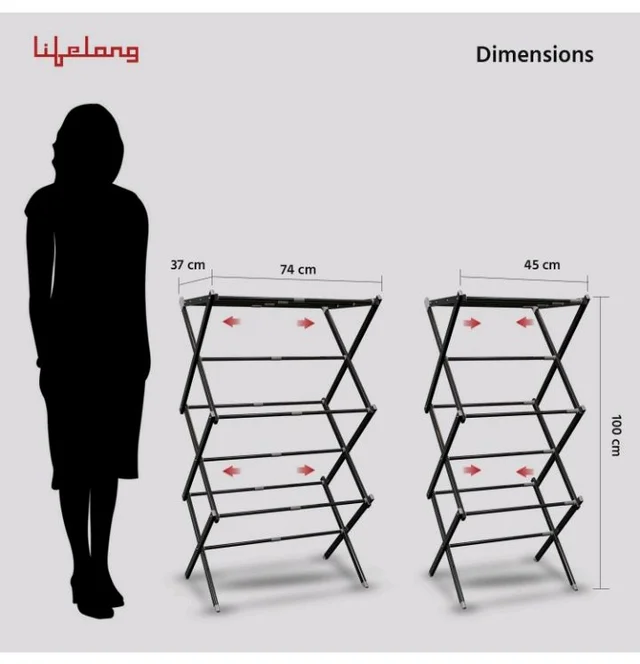 Lifelong Carbon Steel Foldable Clothes Drying Stand for Laundry, Expandable Heavy Duty Space Saving Drying Rack with Adjustable Wings for Indoor Outdoor Home Balcony Bathroom Use
67%
off