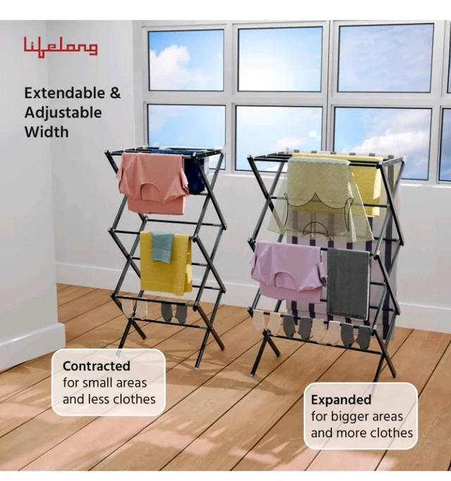 Lifelong Carbon Steel Foldable Clothes Drying Stand for Laundry, Expandable Heavy Duty Space Saving Drying Rack with Adjustable Wings for Indoor Outdoor Home Balcony Bathroom Use
67%
off