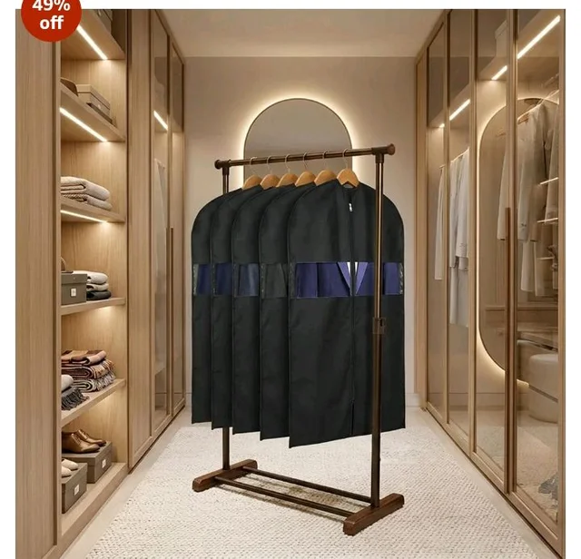 Non-Woven Suit, Coat, Jacket Cover | 120 GSM | Clear Window | Long Zip | 40 x 24 Inches | Pack of 5 (Black)
49%
off