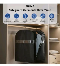 Non-Woven Suit, Coat, Jacket Cover | 120 GSM | Clear Window | Long Zip | 40 x 24 Inches | Pack of 5 (Black)
49%
off