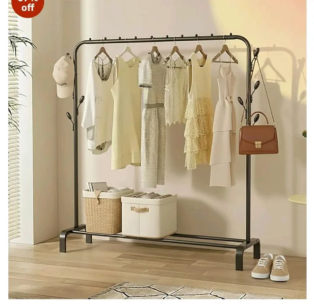 House of Quirk Heavy Duty Iron Garment Rack with 8 Branch Hooks – Freestanding Clothes Organizer Stand with Top Rod & Bottom Shelf for Bedroom & Entryway (Black, 150×42×110 cm)
1K+ bought in past month