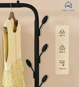 House of Quirk Heavy Duty Iron Garment Rack with 8 Branch Hooks – Freestanding Clothes Organizer Stand with Top Rod & Bottom Shelf for Bedroom & Entryway (Black, 150×42×110 cm)
1K+ bought in past month