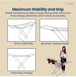 20 Rails
Mild Steel Cloth Stand For Drying Clothes Foldable with 42 Feet Drying Length & 20 Rails, Portable for Indoor & Outdoor Use
42%
off