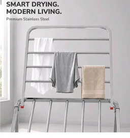 LiMETRO STEEL Stainless Steel Foldable Cloth Dryer Stand Double Rack Cloth Stands for Drying Clothes Steel (Cross), 120x54x4 cm