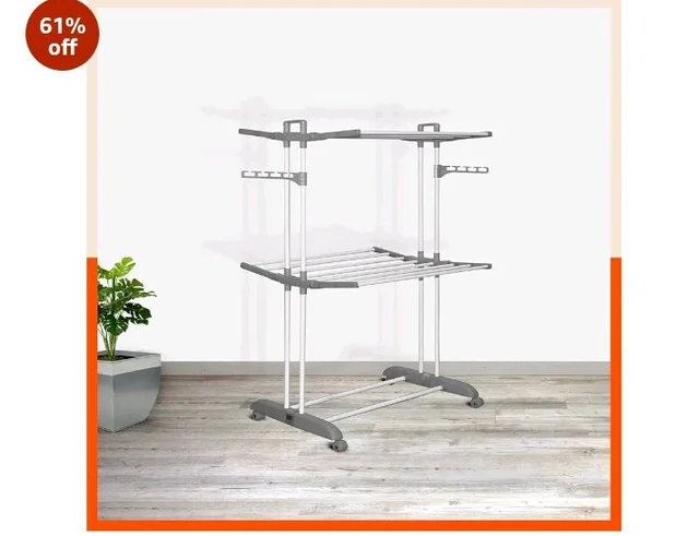 Bathla 2 Level Modular Cloth Drying Stand with Wheels - Rustproof Portable Steel Laundry Rack (Grey - Medium) - Clothes Dryer for Balcony, Indoor & Outdoor Use
61%
off