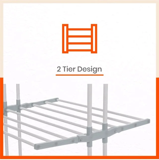Bathla 2 Level Modular Cloth Drying Stand with Wheels - Rustproof Portable Steel Laundry Rack (Grey - Medium) - Clothes Dryer for Balcony, Indoor & Outdoor Use
61%
off