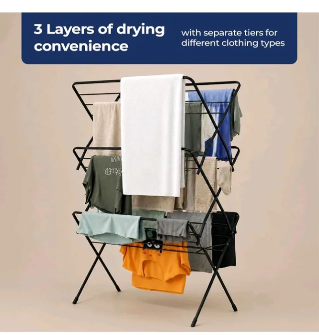Lifelong Foldable Alloy Steel Cloth Drying Stand for Balcony|3-Tier Heavy Duty Laundry Rack for Indoor & Outdoor|Portable Standing Clothes Dryer with Anti-Slip Feet|Space Saving Steel Rack for Home
700+ bought