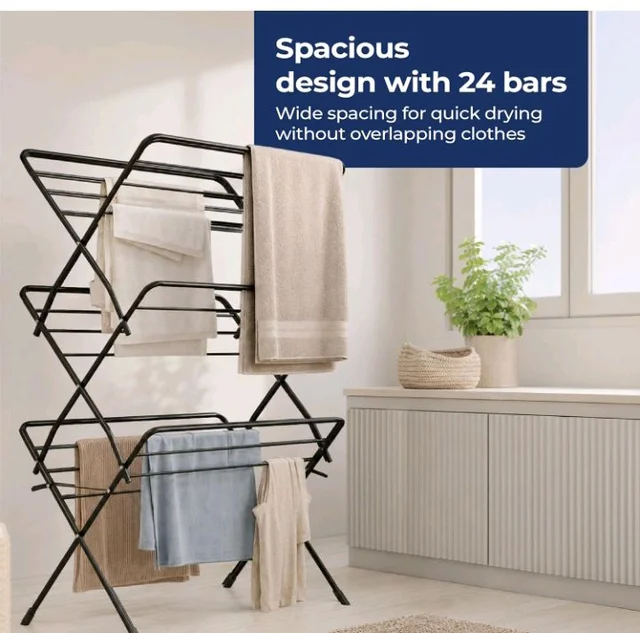 Lifelong Foldable Alloy Steel Cloth Drying Stand for Balcony|3-Tier Heavy Duty Laundry Rack for Indoor & Outdoor|Portable Standing Clothes Dryer with Anti-Slip Feet|Space Saving Steel Rack for Home
700+ bought