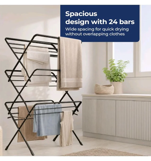 Bathla 2 Level Modular Cloth Drying Stand with Wheels - Rustproof Portable Steel Laundry Rack (Grey - Medium) - Clothes Dryer for Balcony, Indoor & Outdoor Use
61%
off