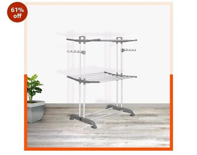 Bathla 2 Level Modular Cloth Drying Stand with Wheels - Rustproof Portable Steel Laundry Rack (Grey - Medium) - Clothes Dryer for Balcony, Indoor & Outdoor Use
61%
off