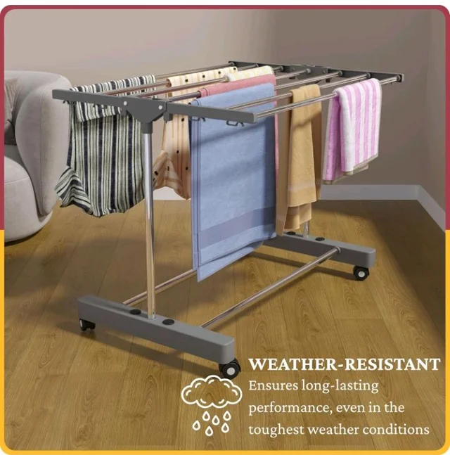Amiraj Premium Stainless Steel Clothes Drying Stand | 1 Tier 1 Pole Foldable Laundry Rack with Wheels & Sock Holder | Heavy Duty Indoor & Outdoor Cloth Dryer for Balcony, Terrace & Home - Gray
500+ bought in past month