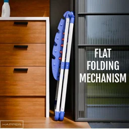 Happer Premium Clothes Stand for Drying |Foldable Portable |2 Layer Rack for Balcony |13 Hanger Rods and 10 Additional Hooks |Anti Rust Steel Metal (White Blue | Sumo)