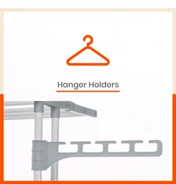 Bathla 2 Level Modular Cloth Drying Stand with Wheels - Rustproof Portable Steel Laundry Rack (Grey - Medium) - Clothes Dryer for Balcony, Indoor & Outdoor Use