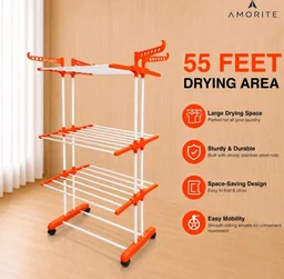 Premium Steel Clothes Drying Stand | 3 Layer Rack with Wheels
Foldable Laundry Rack for Home| Balcony Drying Stand | 24 Hanger Rods | Heavy Duty Rust Resistant (Orange)
100+ bought in past month